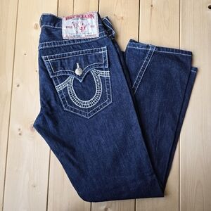 True Religion Joey Big T Dark Denim Bootcut Jeans Mens 34X32